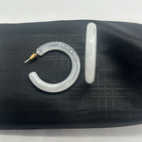 Chunky White Acrylic Hoop Earrings | Lucite Resin Hoops | Statement Jewelry - Picture 2 of 16